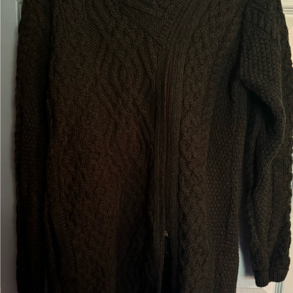 Aran Crafts Ireland Dark Gray Side Zip 100% Wool Sweater - Picture 2 of 13